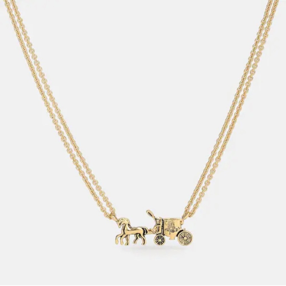 Coach Horse and carriage double chain necklace